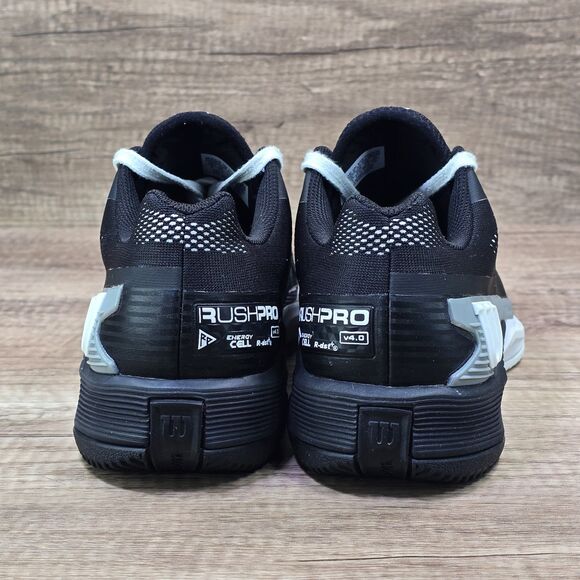 Wilson Rush Pro 4.0 Men's Size 8 Black White Gray Court Tennis Pickleball Shoes - Picture 4 of 9